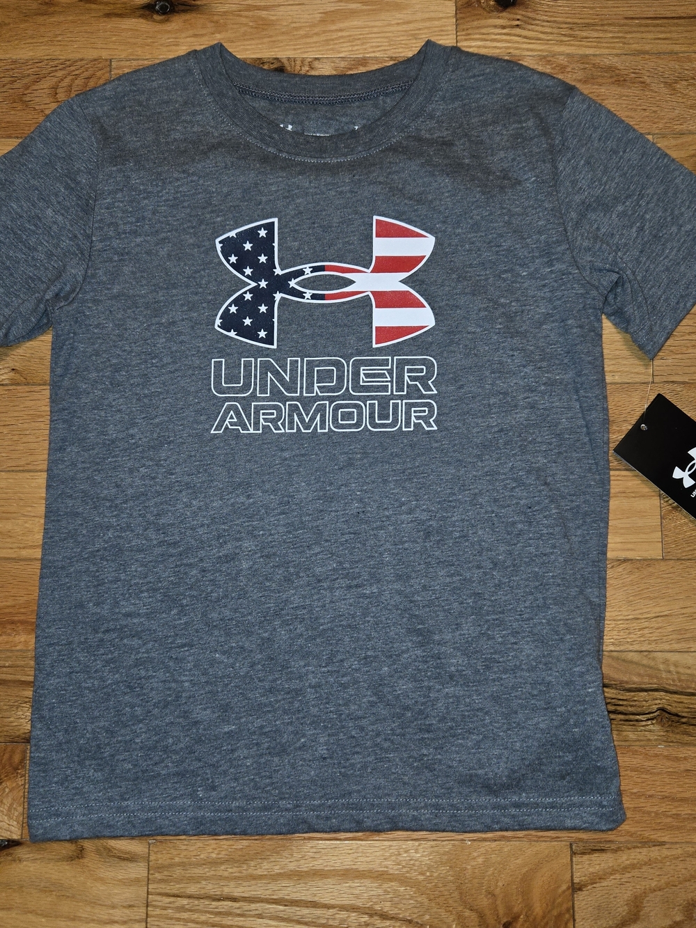 Under Armour Boys' Gray USA Flag Freedom Logo T-Shirt